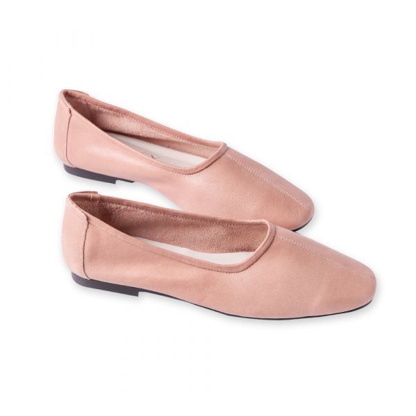 【極軟牛皮】令人驚艷芭蕾舞伶通勤鞋 乾燥玫瑰粉 