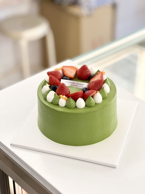 4吋 草莓抹茶戚風蛋糕 生日蛋糕、水果蛋糕、抹茶控、草莓、日本抹茶