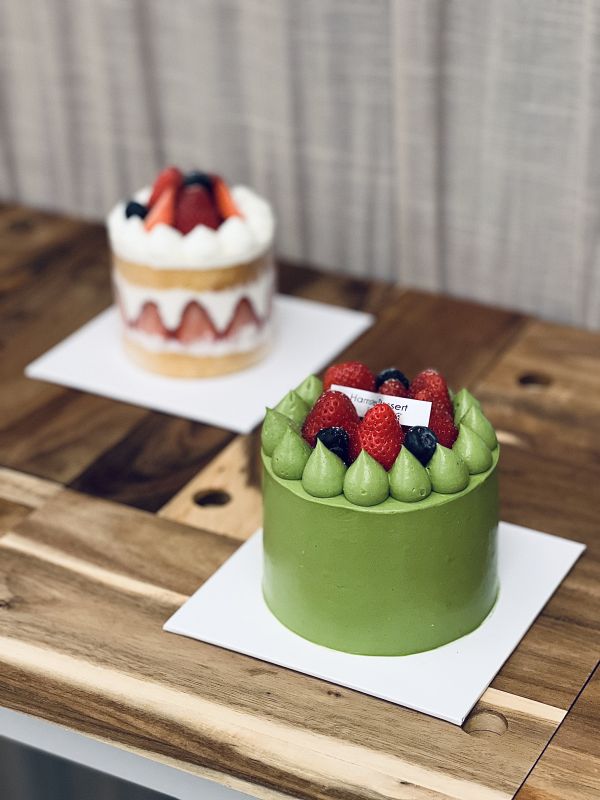 4吋 草莓抹茶戚風蛋糕 生日蛋糕、水果蛋糕、抹茶控、草莓、日本抹茶