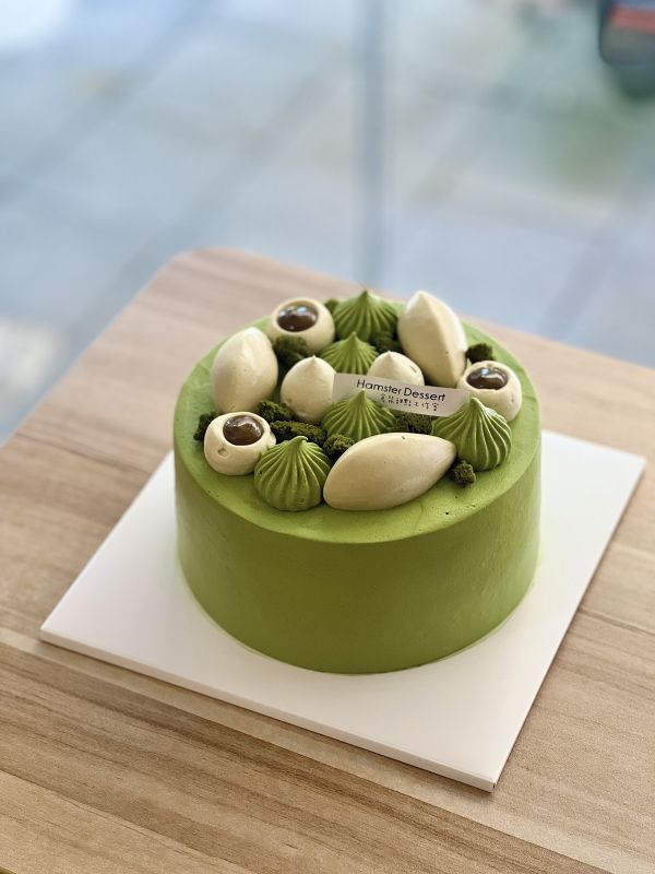 8吋 抹茶開心果戚風蛋糕 生日蛋糕、水果蛋糕、抹茶控、蘋果、日本抹茶