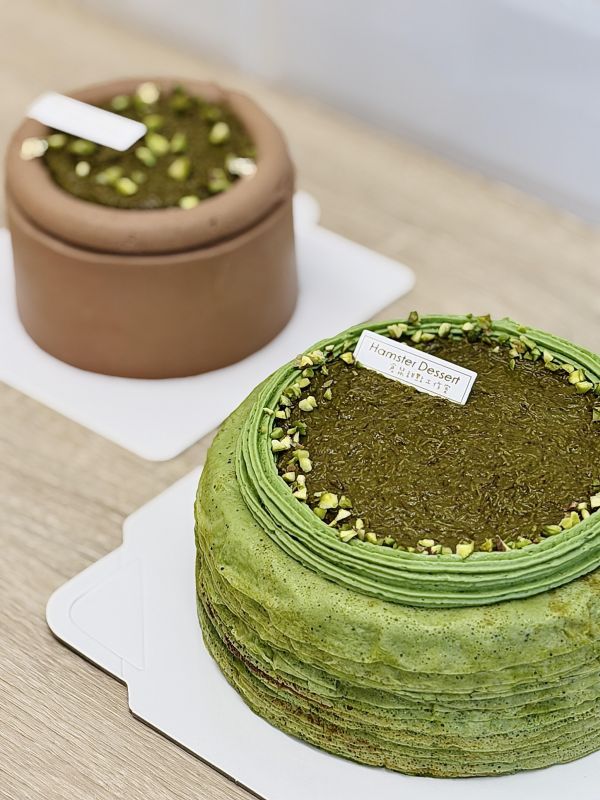 8吋 抹茶杜拜開心果千層 抹茶控,抹茶千層,生日蛋糕,千層蛋糕,開心果 杜拜巧克力 杜拜開心果