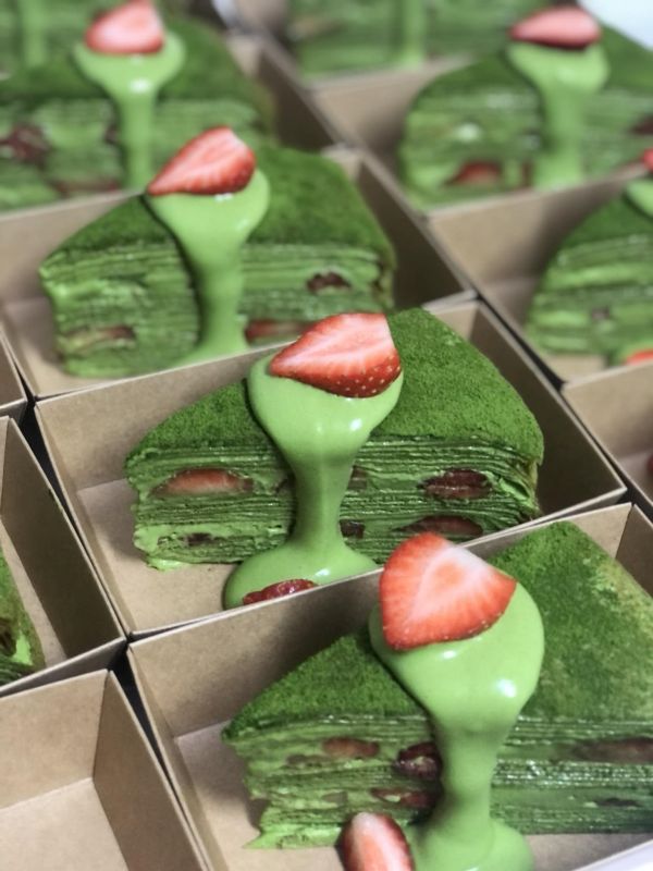 6吋 小山園抹茶草莓千層 抹茶控,抹茶千層,生日蛋糕,千層蛋糕,草莓,草莓季,抹茶草莓