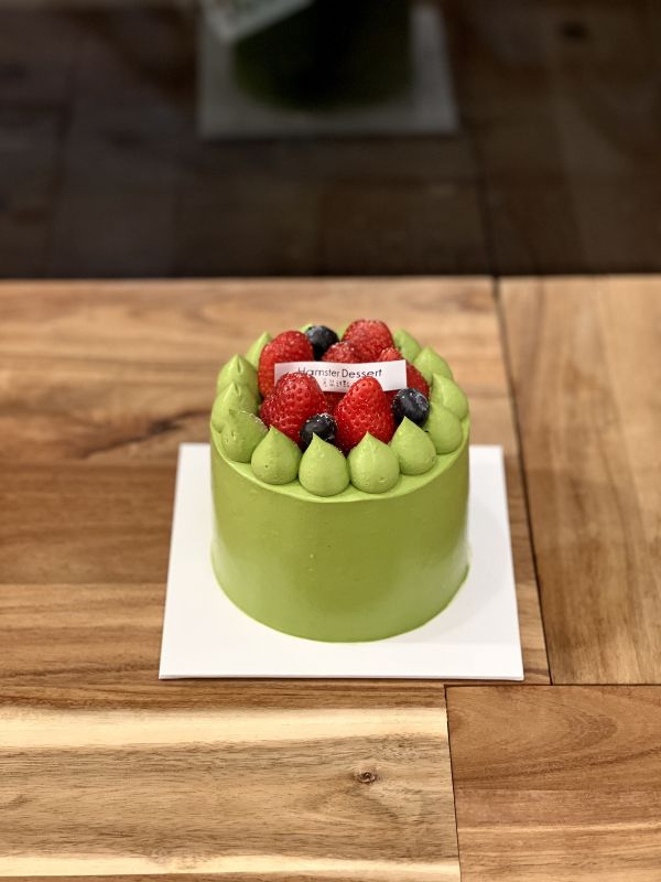 4吋 草莓抹茶戚風蛋糕 生日蛋糕、水果蛋糕、抹茶控、草莓、日本抹茶