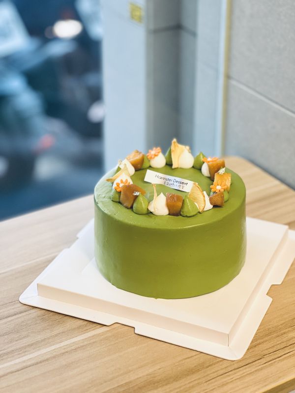 6吋 焦糖蘋果抹茶戚風蛋糕 生日蛋糕、水果蛋糕、抹茶控、蘋果、日本抹茶