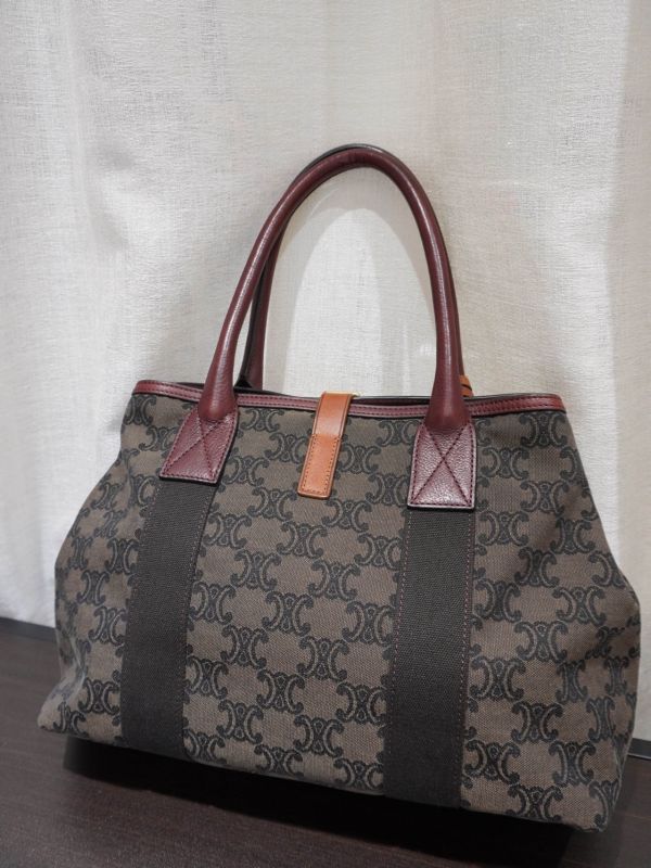 Celine老花紅皮單肩包 #252020 