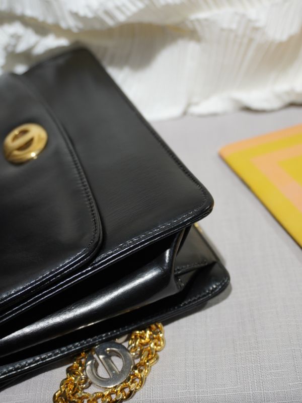 DIOR黑色豬鼻金銀鍊條包 #220022 