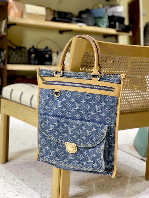LV 牛仔老花手提托特包 #241437 