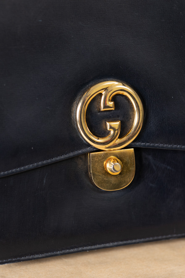 Gucci深藍金釦肩背包 #220157 