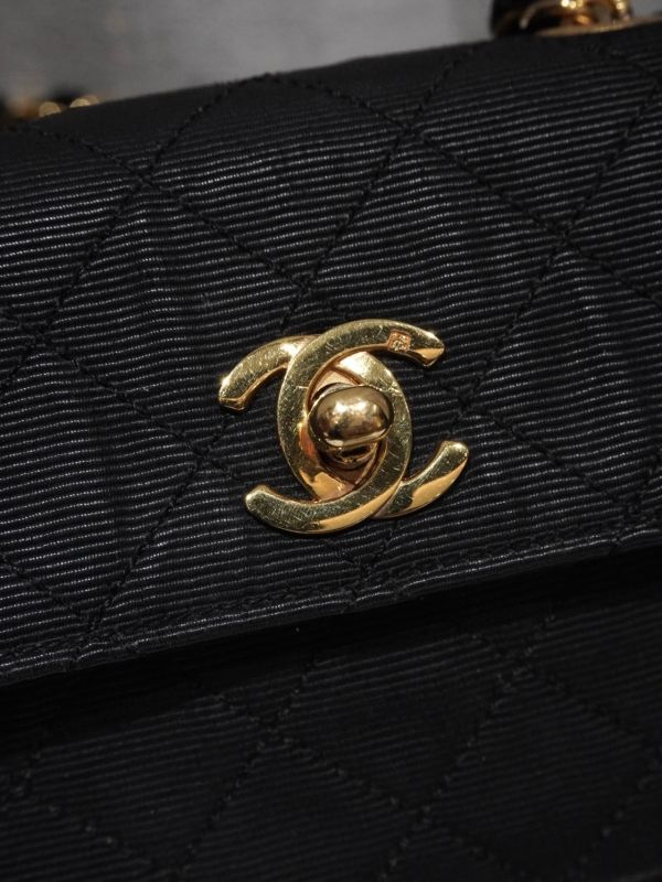 Chanel 黑色布面mini金豆cf鍊條包 #251997 