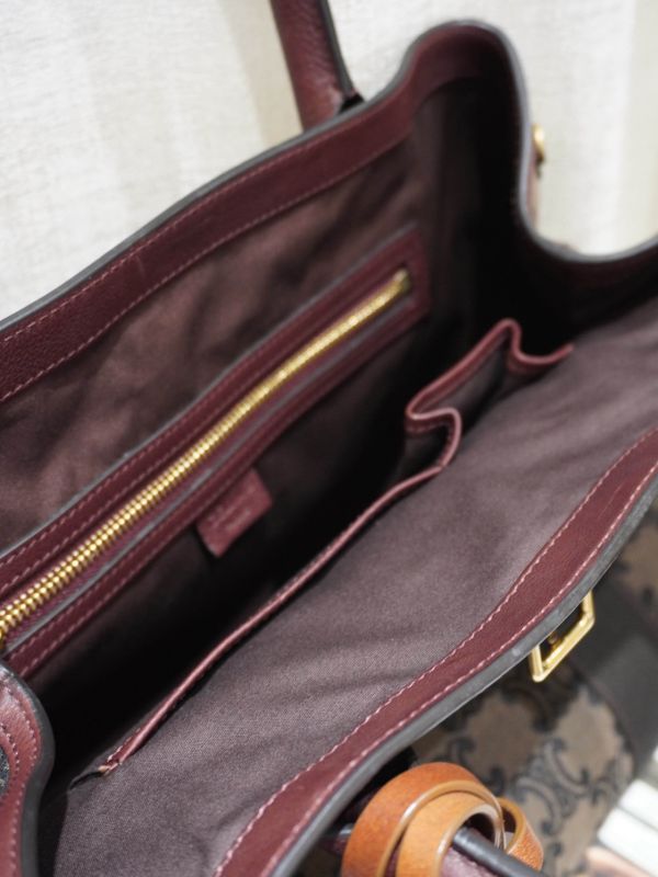 Celine老花紅皮單肩包 #252020 