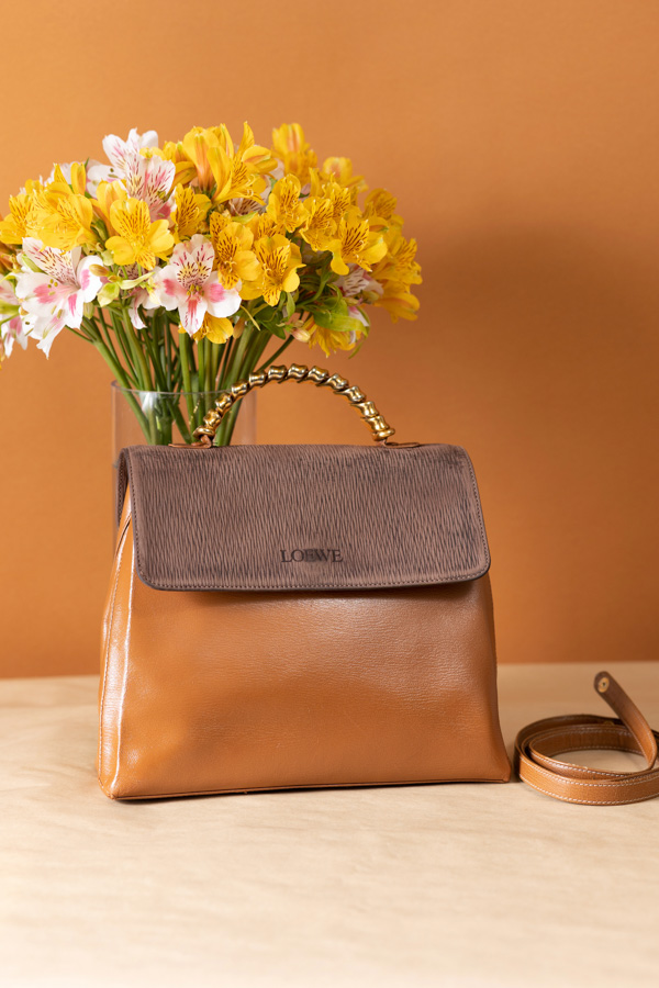 Loewe焦糖金蛇骨kelly肩背包 #220146 
