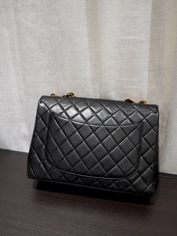 Chanel黑色羊皮maxi包 #252000 