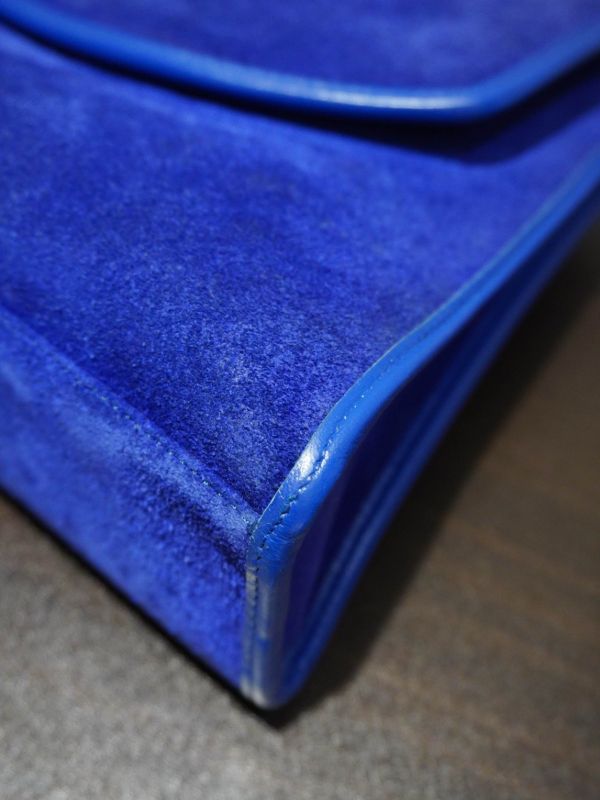 YSL藍色翻毛肩背包 #251907 