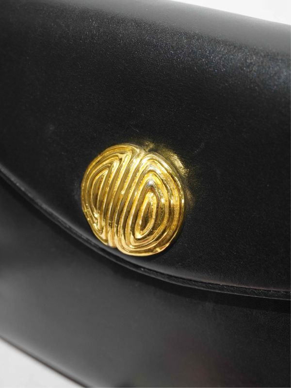 Givenchy黑色牛皮大金釦斜背包#220139 