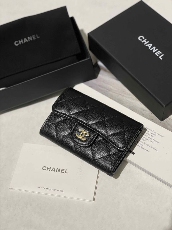 Chanel黑色荔枝紋卡包 #231113 