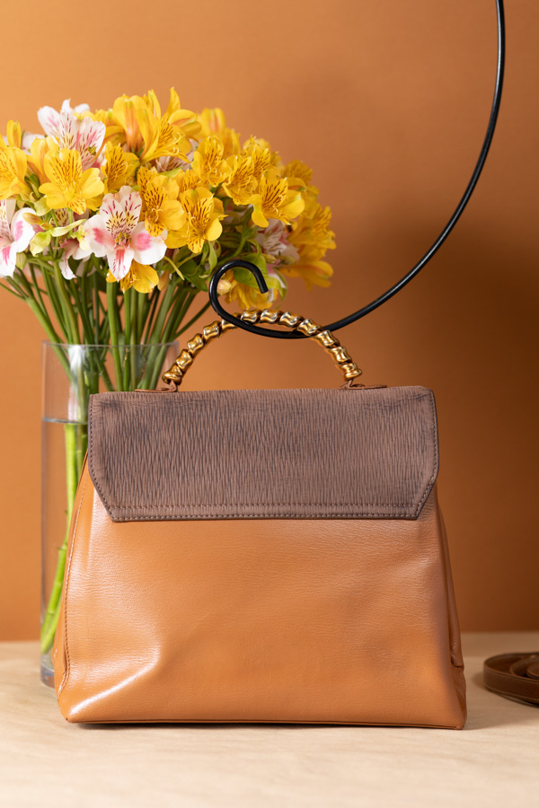 Loewe焦糖金蛇骨kelly肩背包 #220146 