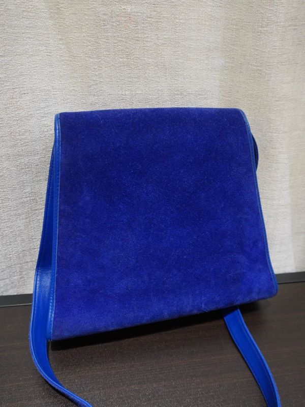 YSL藍色翻毛肩背包 #251907 