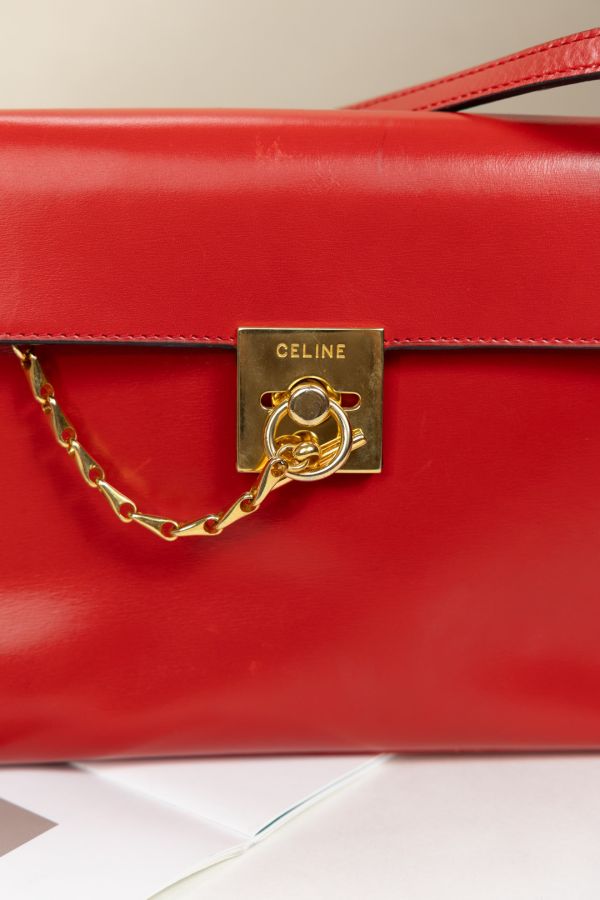 Celine 紅色懷錶金環信封包 #230819 