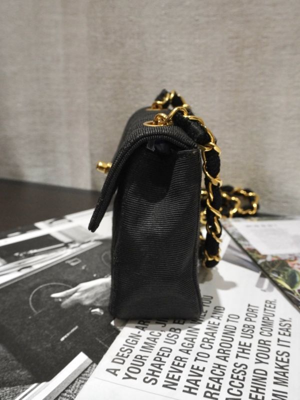 Chanel 黑色布面mini金豆cf鍊條包 #251997 