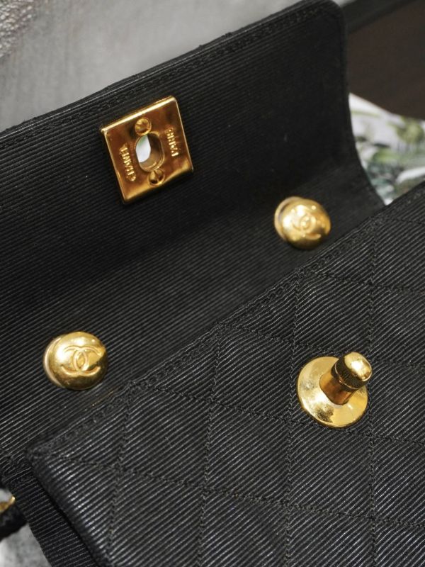 Chanel 黑色布面mini金豆cf鍊條包 #251997 