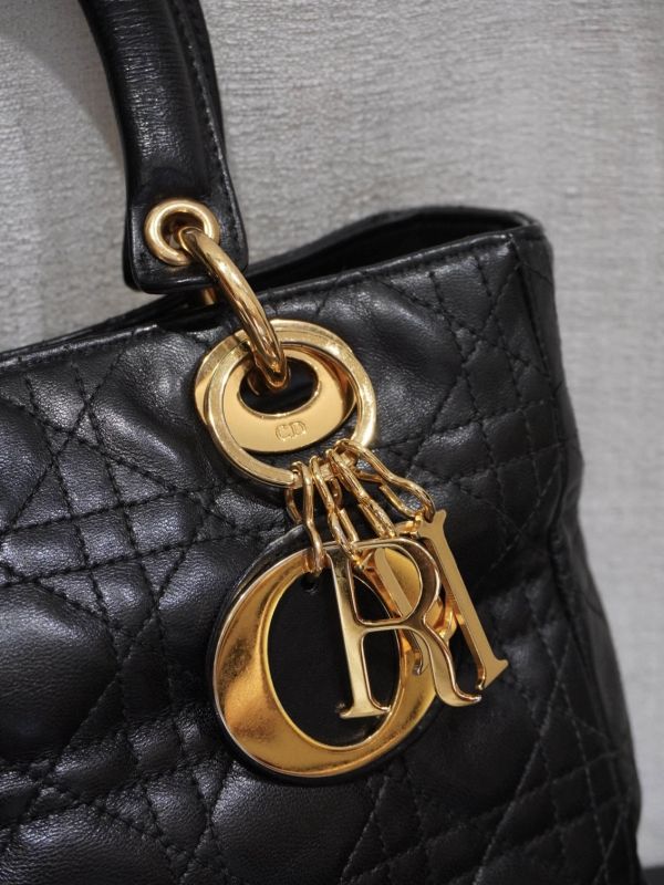 Dior 黑金5格羊皮黛妃包 #251949 