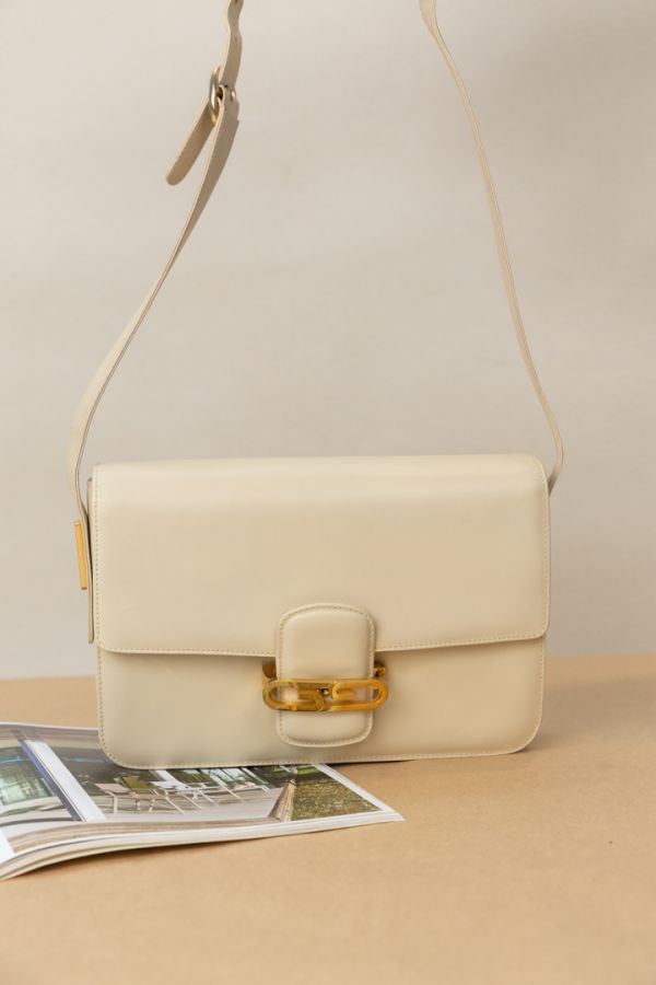 Gucci 70s杏色金釦肩背包#230855 