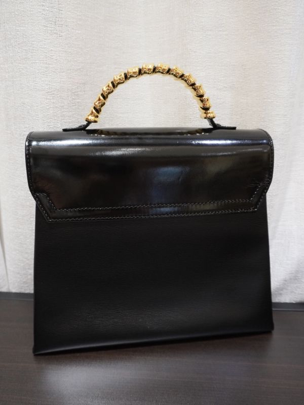 Loewe黑色漆皮蛇骨kelly肩背包 #241581 