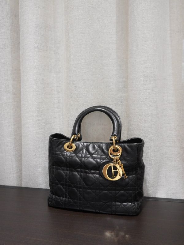 Dior 黑金5格羊皮黛妃包 #251949 