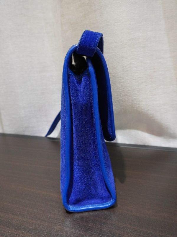 YSL藍色翻毛肩背包 #251907 