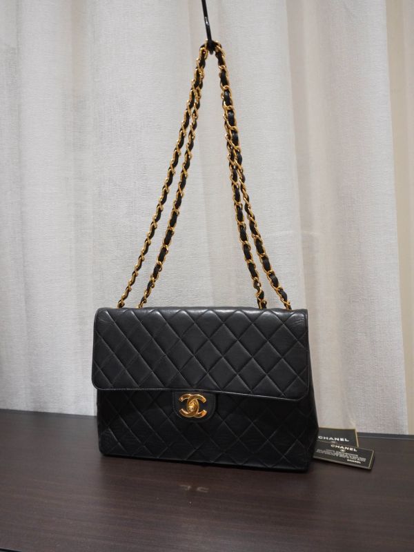 Chanel黑色羊皮maxi包 #252000 