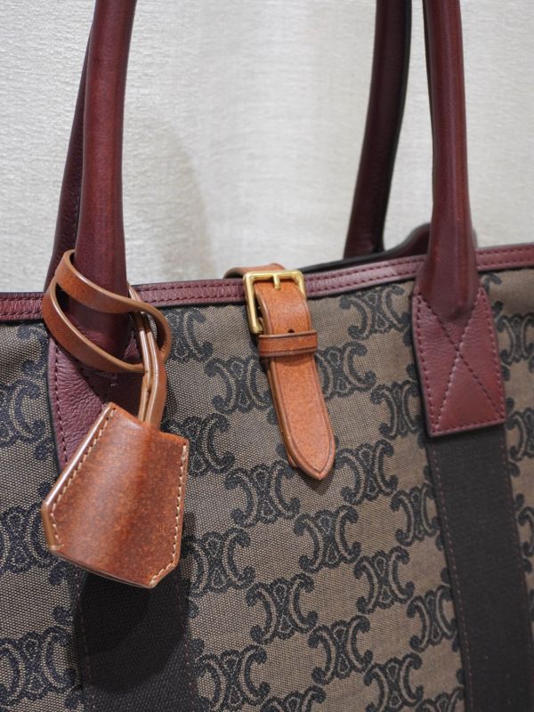 Celine老花紅皮單肩包 #252020 