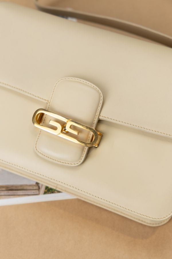 Gucci 70s杏色金釦肩背包#230855 