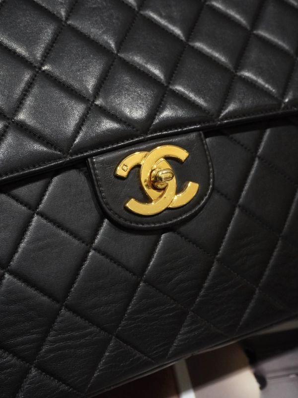 Chanel黑色羊皮maxi包 #252000 