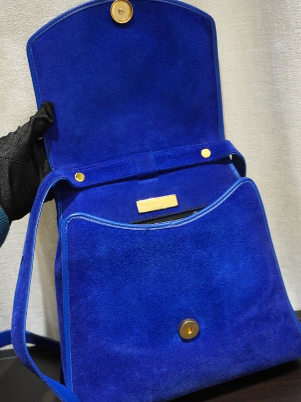 YSL藍色翻毛肩背包 #251907 