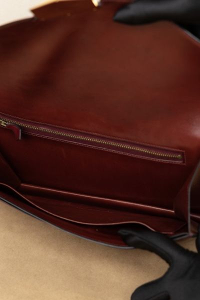 Hermes 80s酒紅插釦掀蓋手拿包 #23094 