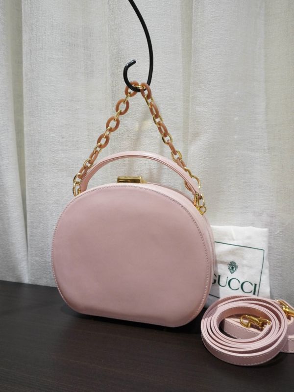 Gucci 90s粉紅色海報款圓餅包 #251823 