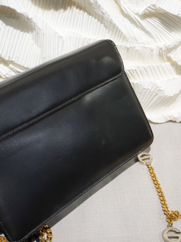 DIOR黑色豬鼻金銀鍊條包 #220022 