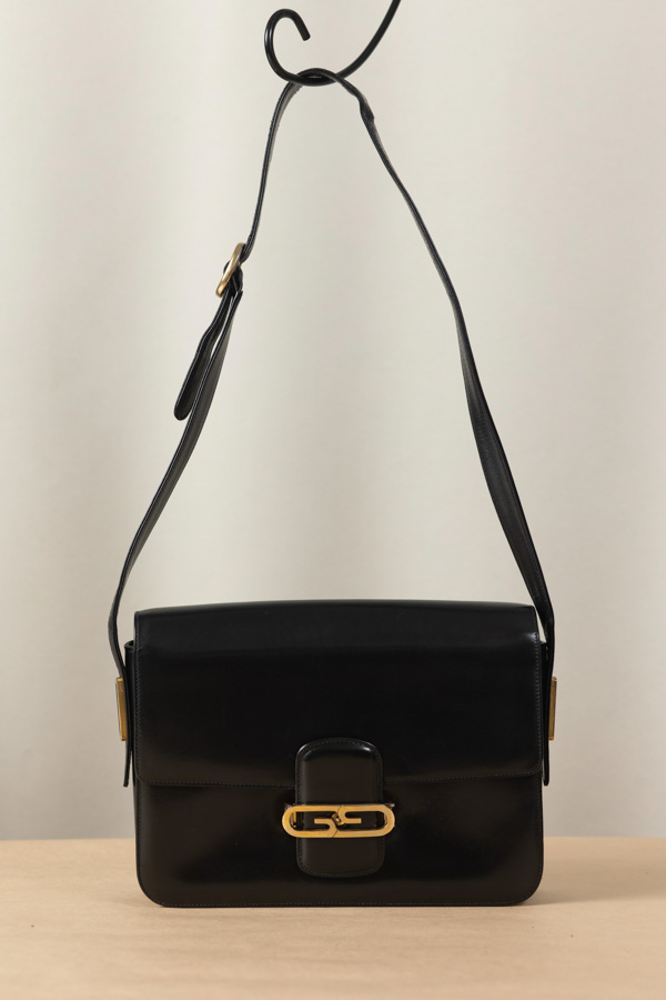 Gucci 70s黑金gg釦肩背包 #220262 