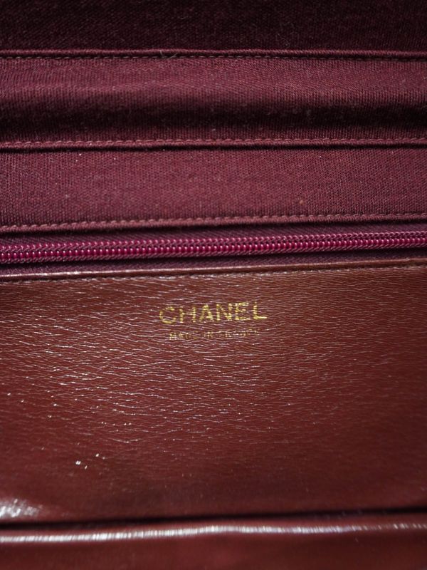 Chanel暗紅色布面鏈條包 #251836 
