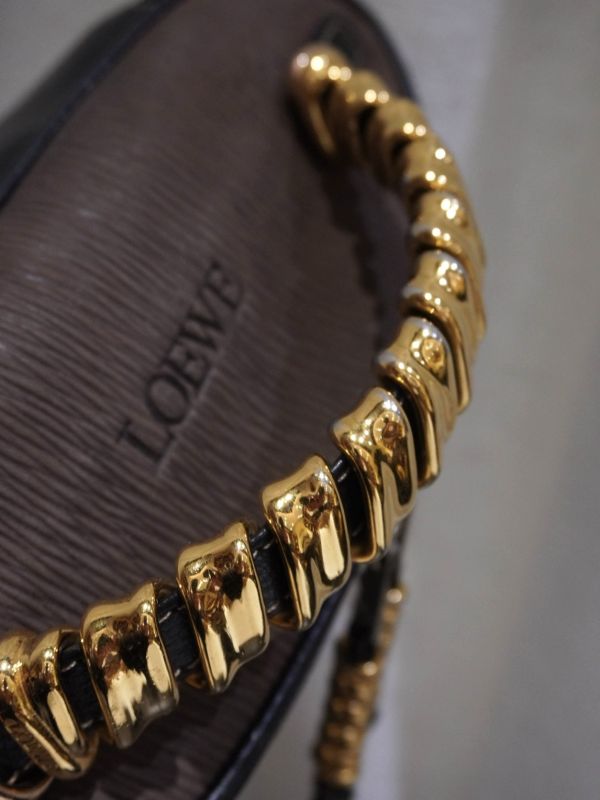 Loewe黑棕金蛇骨手提包 #251904 