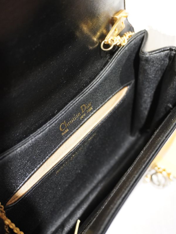 DIOR黑色豬鼻金銀鍊條包 #220022 