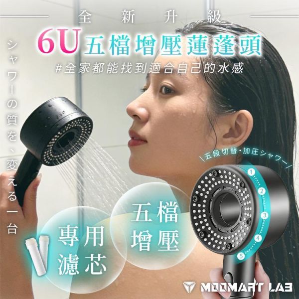 6U五檔增壓蓮蓬頭 蓮蓬頭
