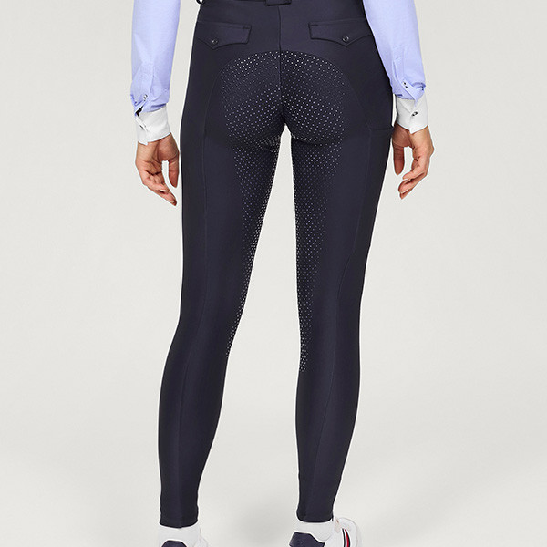 TOMMY HILFIGER 女用馬褲 (止滑全皮/深藍色/彈力腰/手機袋) 