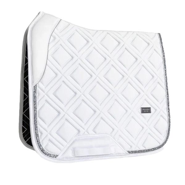HORSEGLOSS 馬場馬術汗墊 (白色/銀鑽飾邊/FULL) 