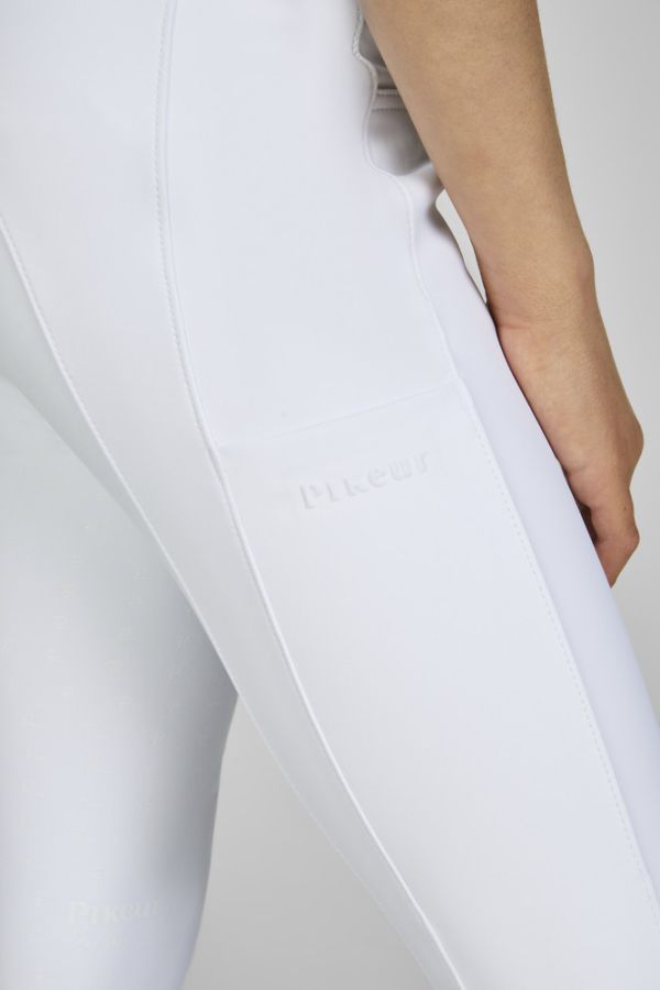 PIKEUR 童用馬褲 (止滑全皮/白色/側手機袋) 