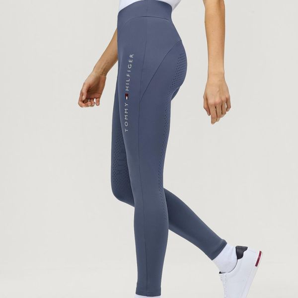 TOMMY HILFIGER 女用馬褲 (止滑全皮/靛藍色/彈力腰/手機袋) 