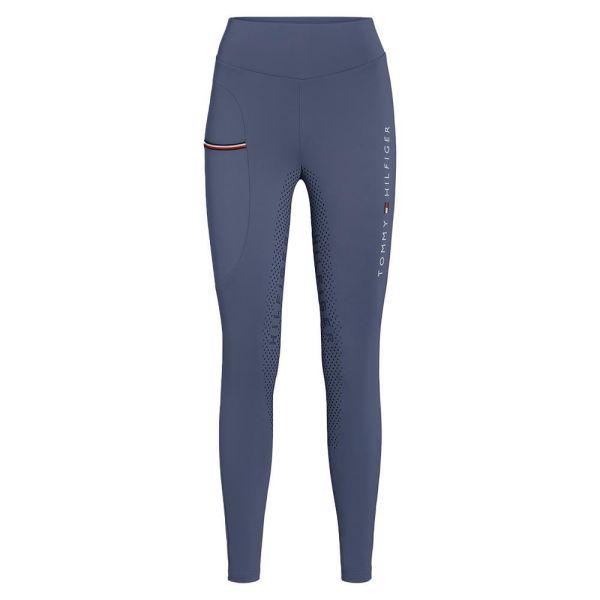 TOMMY HILFIGER 女用馬褲 (止滑全皮/靛藍色/彈力腰/手機袋) 