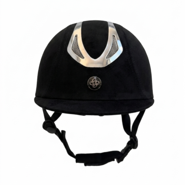 透氣騎士帽 (可調式/黑絨盔/亮銀框) 