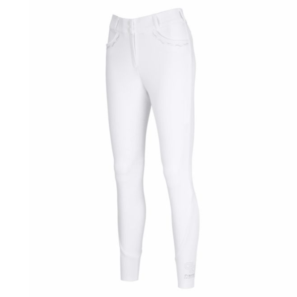 PIKEUR 女用馬褲 (止滑全皮/白色/水鑽裝飾) 