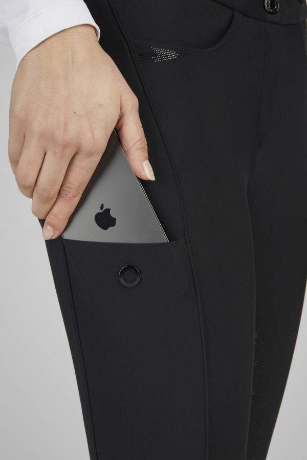 PIKEUR 女用馬褲 (止滑全皮/彈性縮口/黑色) 